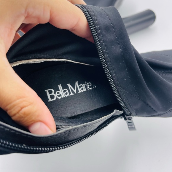 Bella Maria Black Sora Faux Suede Sock Boot Heels - Picture 9 of 10